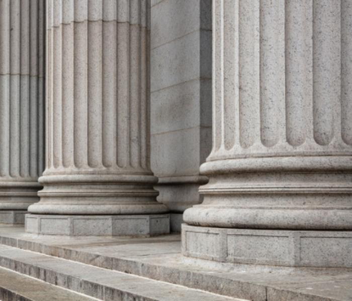 close up of large roman style columns